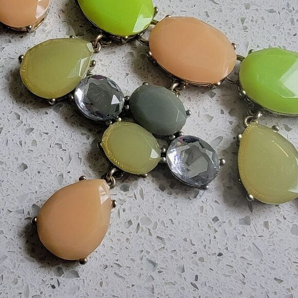 COPY - J. Crew Peachy Keen Lime Green Bib Statement Jewel Crystal Dangling Neck… - Picture 6 of 10
